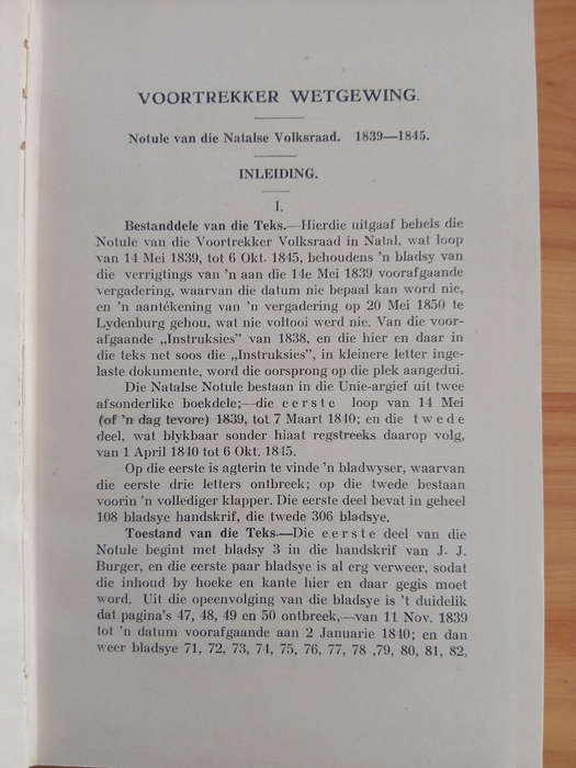 Voortrekker Wetgewing 1839-1845