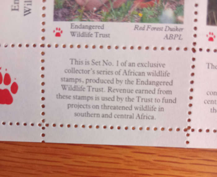 2x sets of Endangered Wildlife Trust stamps