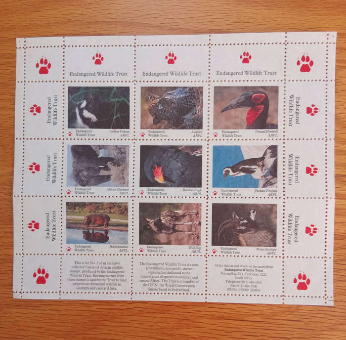2x sets of Endangered Wildlife Trust stamps