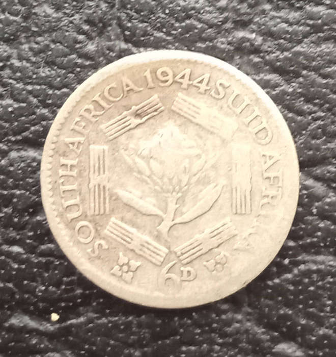 1944 South Africa sixpence