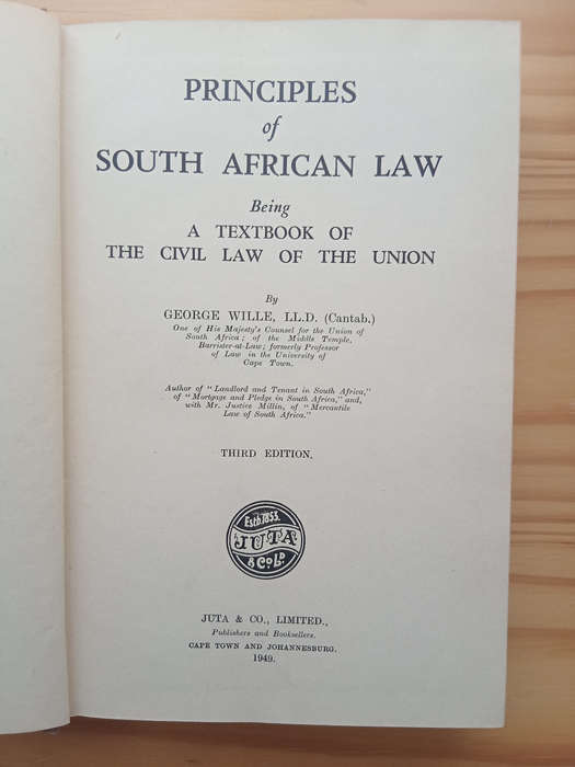 Principles of South African Law-George Wille(1949)
