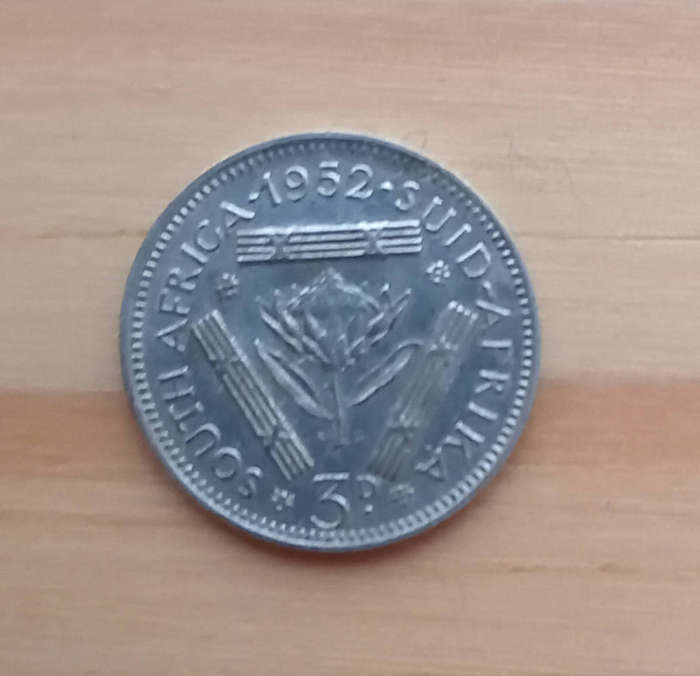 1952 South Africa 3 tickey
