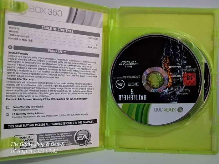 XBOX 360 BATTLEFIELD 3 - NO MANUAL