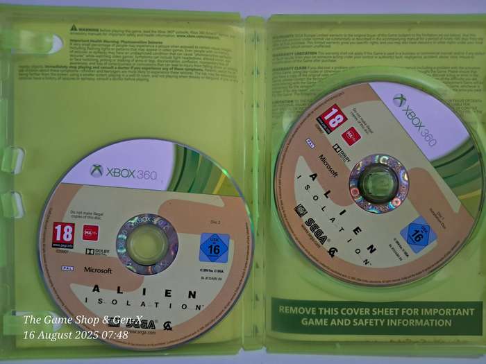 XBOX 360 ALIEN ISOLATION - NO MANUAL