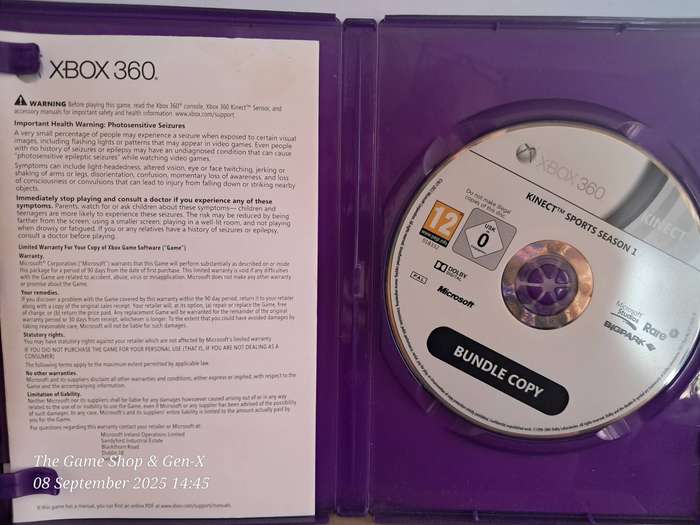 XBOX 360 KINECT SPORTS  SEASON 1 (BUNDLE COPY)