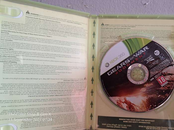 XBOX 360 GEARS OF WAR : JUDGMENT - NO MANUAL