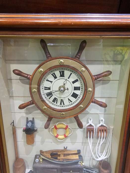 Ship Wheel Framed Clock