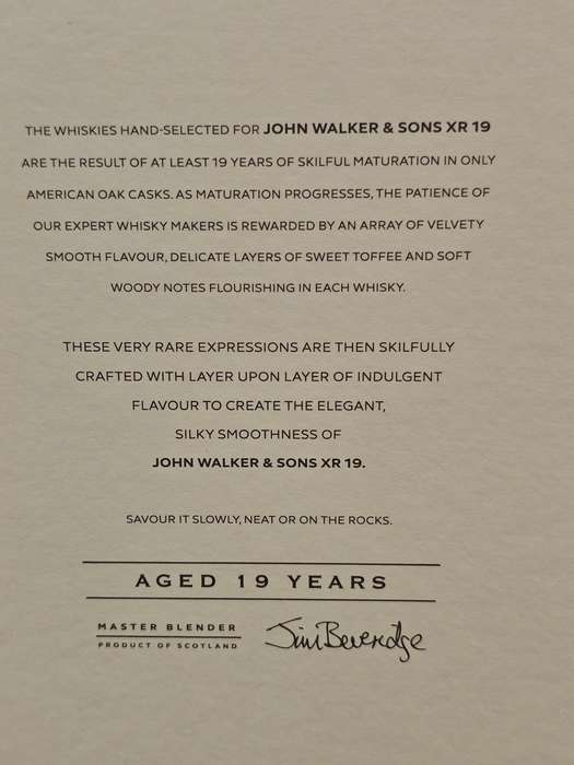 Johnnie Walker & Sons XR 19 Year Old Limited Edition Whisky