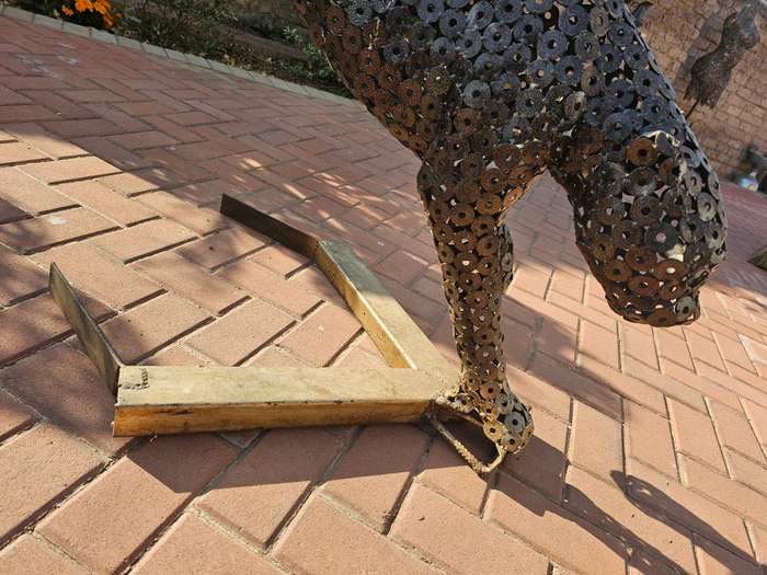 Metal Washers Cheetah on the Run Sculpture