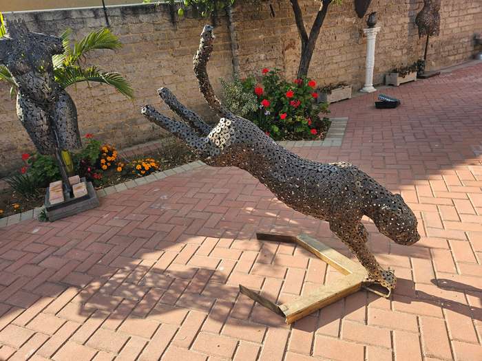 Metal Washers Cheetah on the Run Sculpture