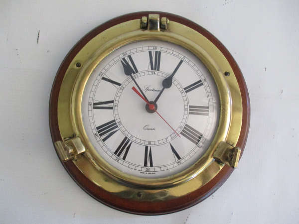 English Made Brass Porthole Ship Spectrum Clock