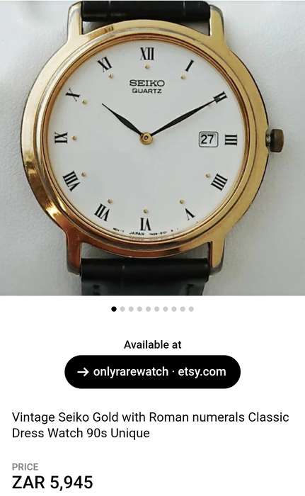 Vintage Seiko Gold with Roman numerals Classic Dress Watch