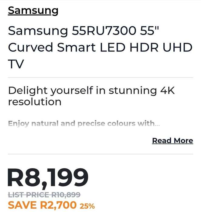Samsung 55RU7300 55" Curved Smart LED HDR UHD 4k TV and Samsung Soundbar and Subwoofer