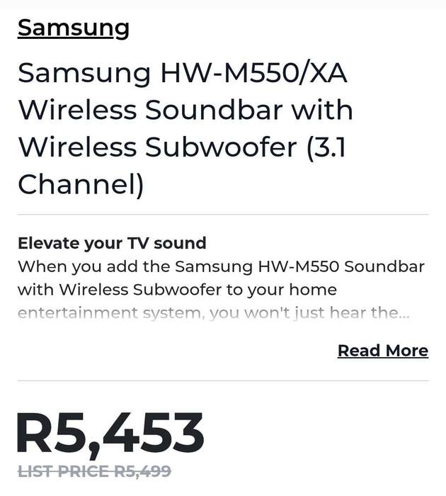 Samsung HW-M550 3.1 Wireless Soundbar and Samsung PS-WA67B Wireless Subwoofer