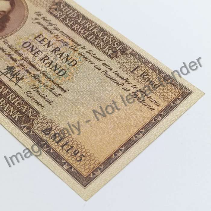 MH de Kock Banknote One Rand 1961 uncirculated with creases