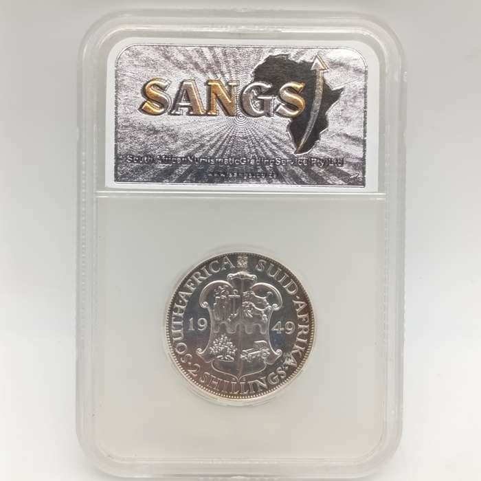 1949 South Africa Proof 2 shilling - mintage only 800 Graded proof 65