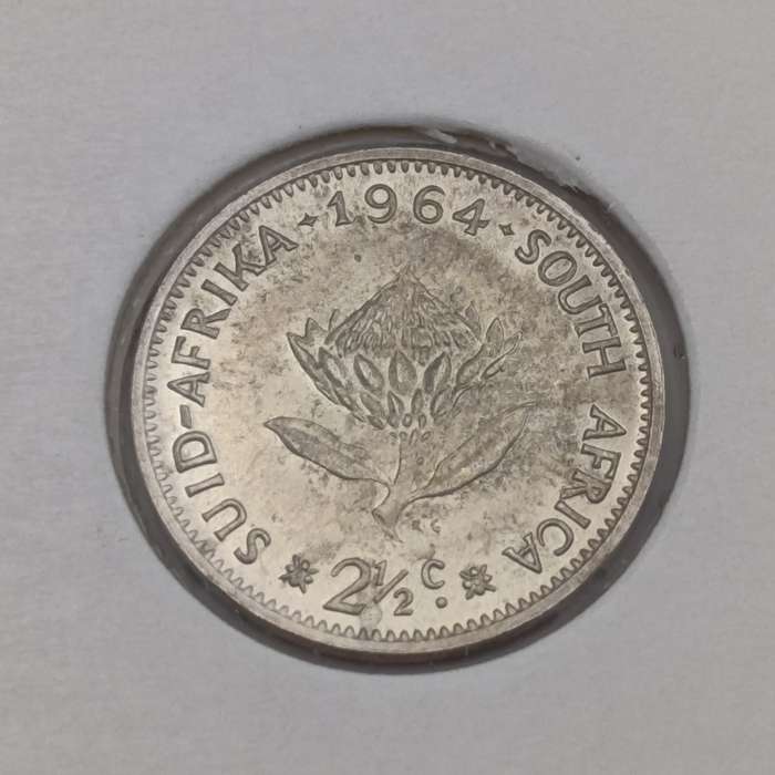 Set of RSA 1961 to 1964 silver 2 1/2 cent tickeys - uncirculated