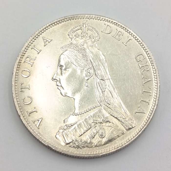 Great Britain 1887 Double Florin - uncirculated with some bag marks