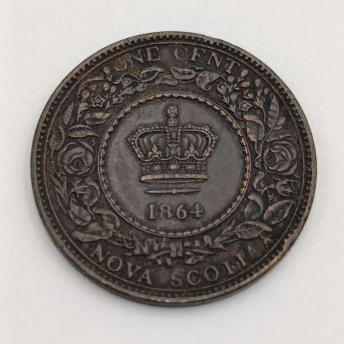 Canada Nova Scotia 1864 one cent (8 open at bottom) - also O of One open at top - small rosebud
