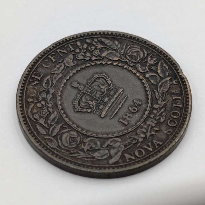Canada Nova Scotia 1864 one cent (8 open at bottom) - also O of One open at top - small rosebud