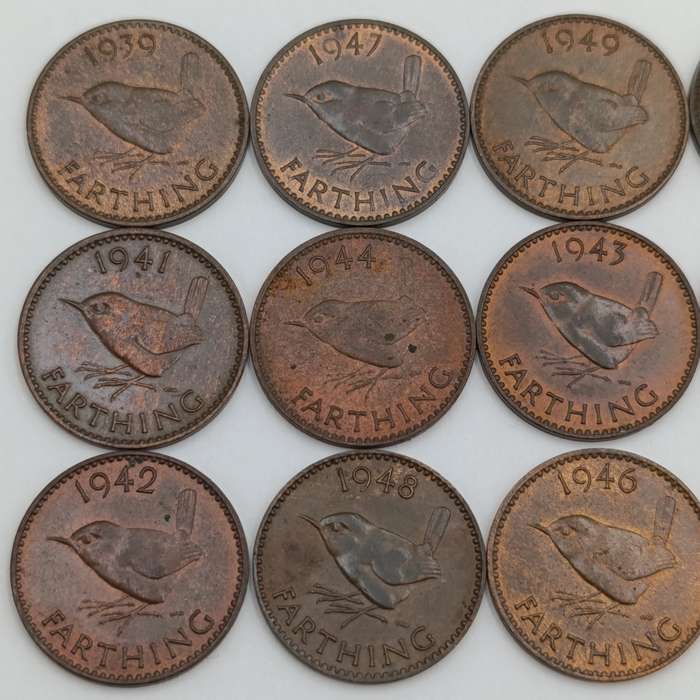 Great Britain set of Farthings 1939 to 1950 AU/UNC