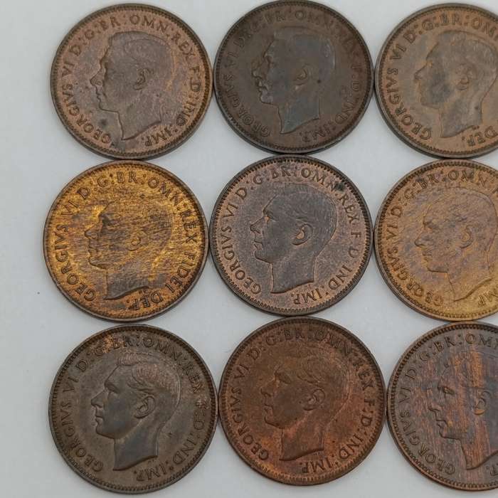 Great Britain set of Farthings 1939 to 1950 AU/UNC