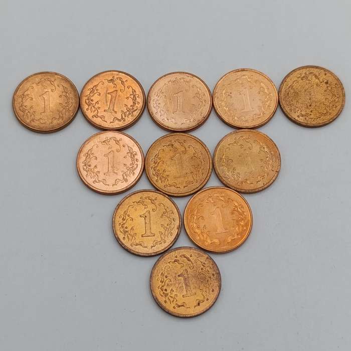 Zimbabwe Lot of 11 one cent coins - excellent