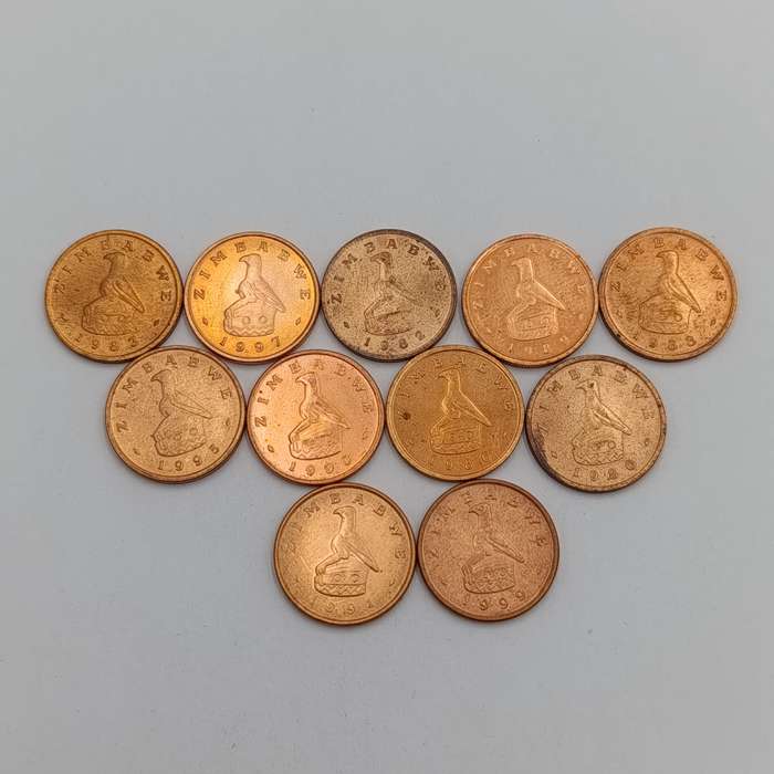 Zimbabwe Lot of 11 one cent coins - excellent