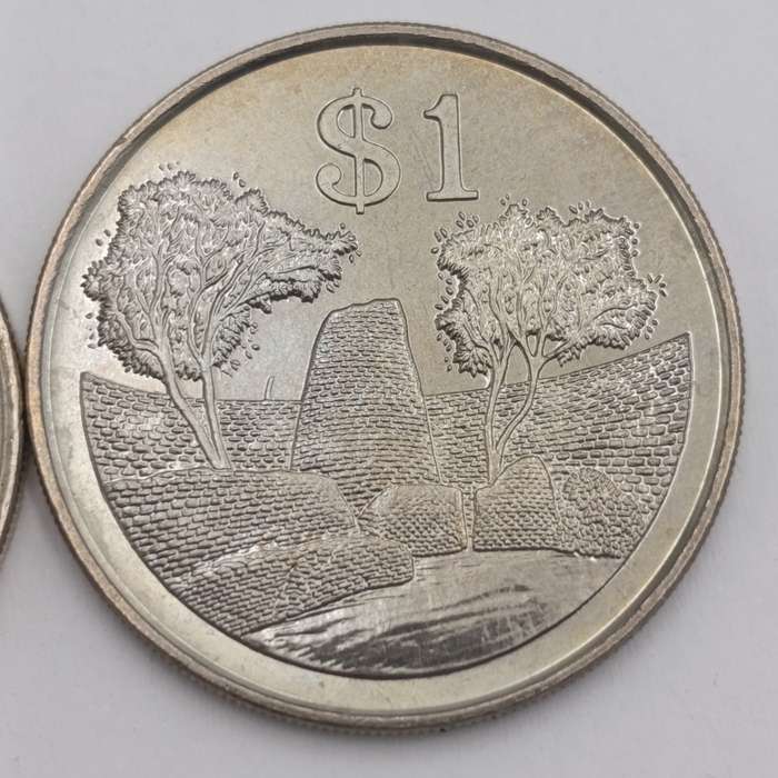 Zimbabwe set of 4 $ coins 1980, 1993, 1997 & 2001