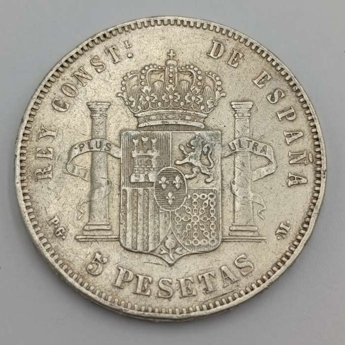 Spain 1891(91) 5 pesetas silver XF