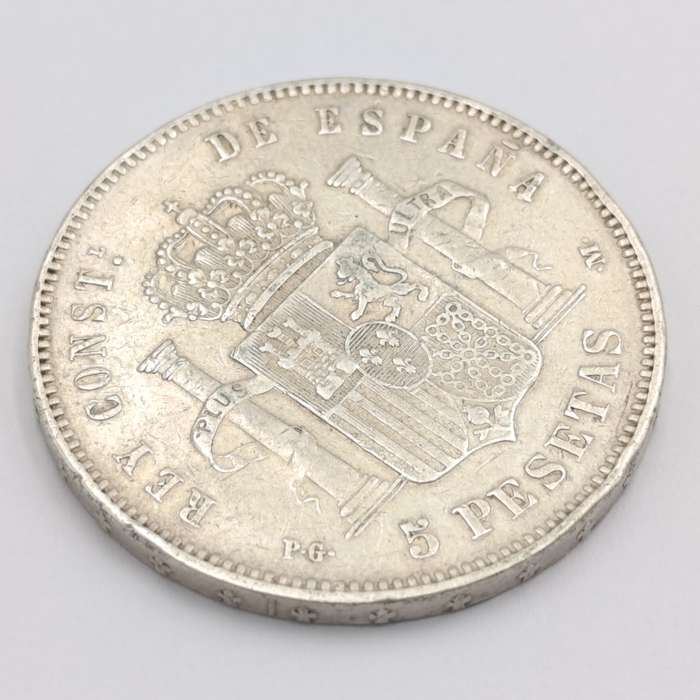 Spain 1891(91) 5 pesetas silver XF