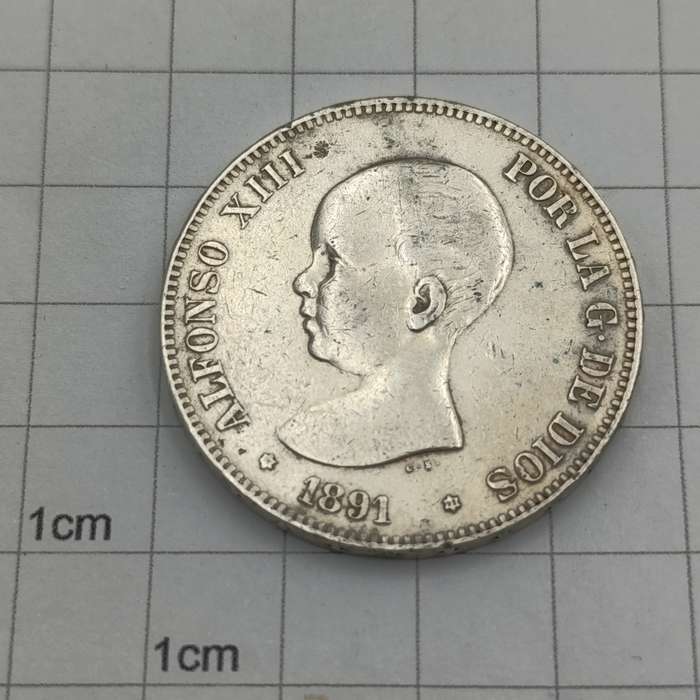 Spain 1891(91) 5 pesetas silver XF