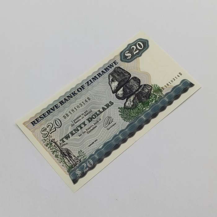 Zimbabwe 1994 Harare $20 Pick 4d pair of uncirculated banknotes with consecutive numbers