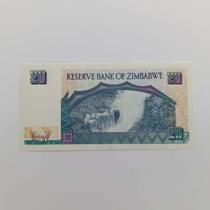 Zimbabwe Harare 1997 $20 lot of 4 uncirculated notes with consecutive numbers