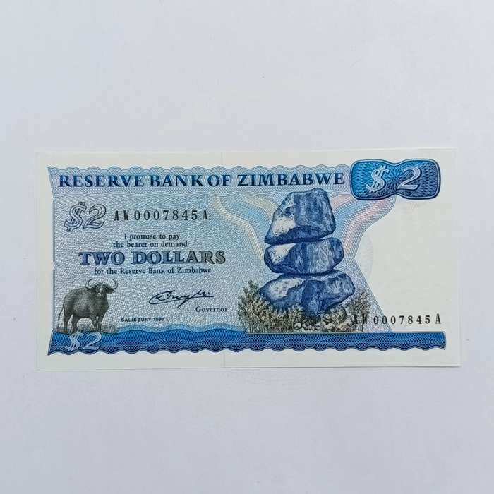 Zimbabwe $2 uncirculated lot of 2 banknotes - replacement notes Pick 1a