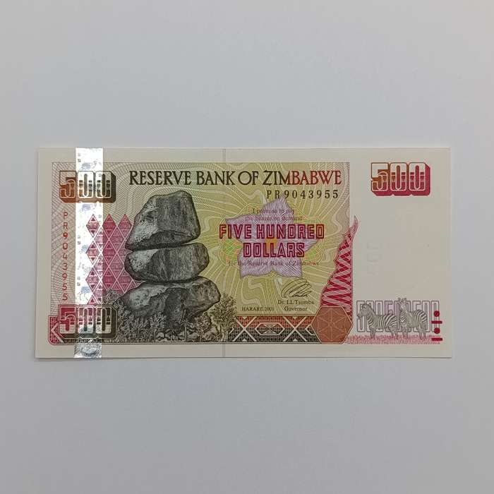 Zimbabwe $500 Harare 2001 Pair of uncirculated notes with consecutive numbers