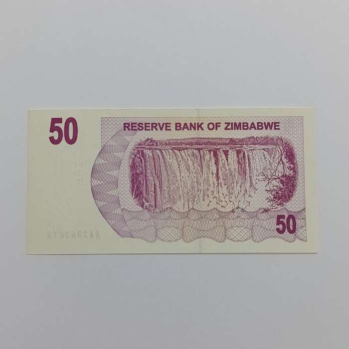 Zimbabwe $50 Bearer cheques issued 1 Aug 2006 Pair of AA numbered uncirculated notes