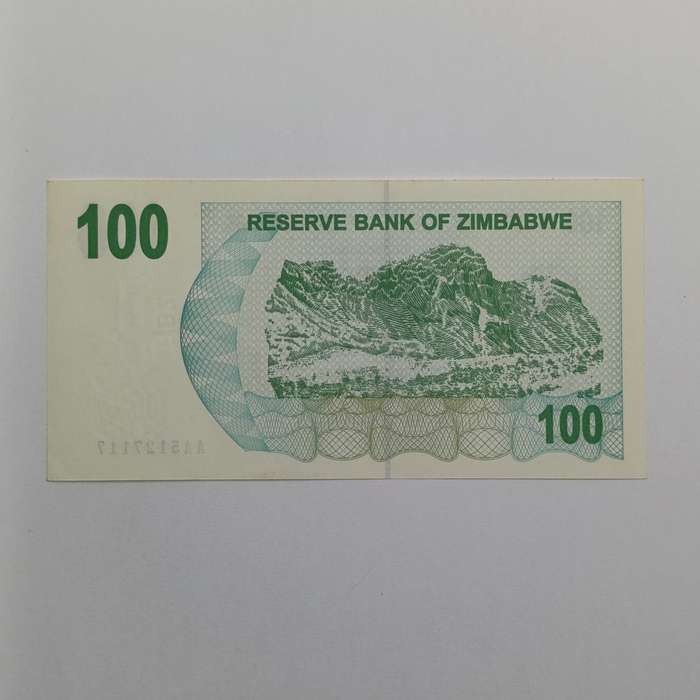 Zimbabwe $100 bearer cheques lot of 3 uncirculated notes with  consecutive numbers - AA