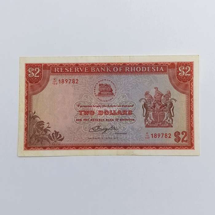Rhodesia Two dollars banknote 15 April 1977 XF
