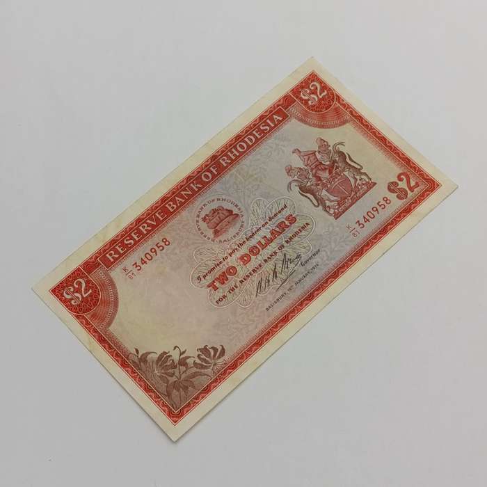 Rhodesia Two dollars banknote 10 January 1974 XF+