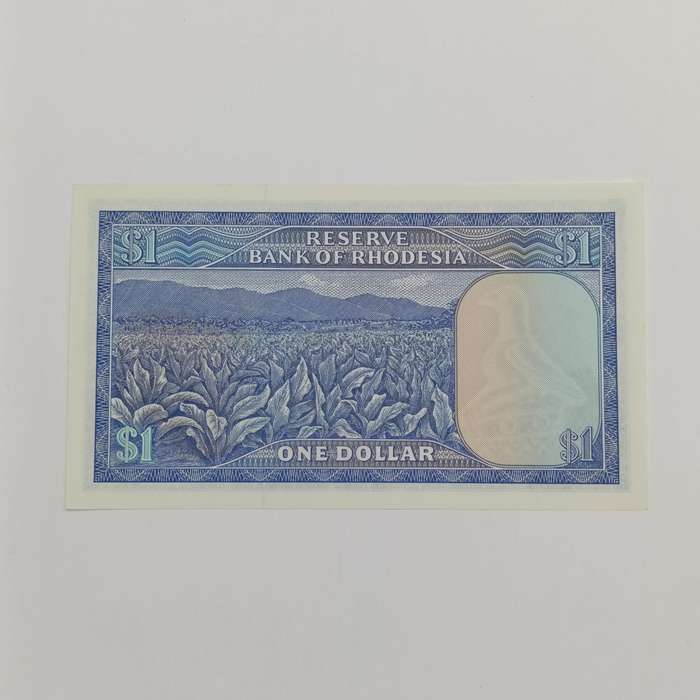 Rhodesia One dollar banknote 2 August 1979 uncirculated bird watermark