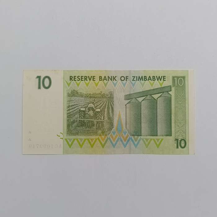 Zimbabwe $10 Harare 2007 lot of 4 uncirculated banknotes with consecutive numbers