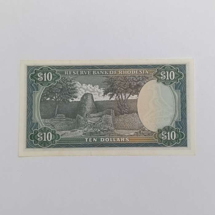 Rhodesia Ten dollars banknote 2 January 1979 very light top dents but uncirculated