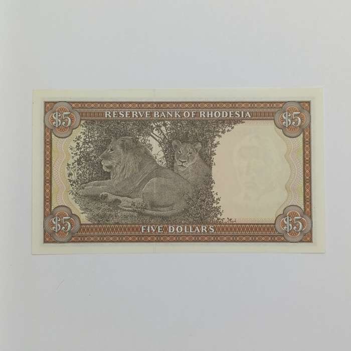 Rhodesia five dollars banknotes 20 October 1978 uncirculated pair with consecutive