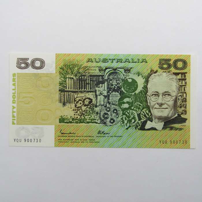 Australia 50 Dollars banknote Johnson / Fraser uncirculated - Gothic Serial Number