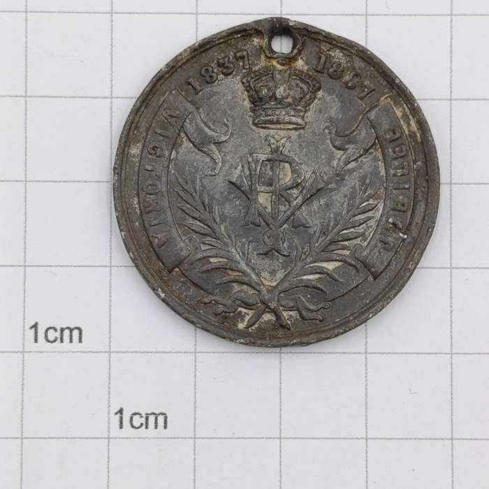 Unusual 50 year Victoria lead alloy 1887 medallion