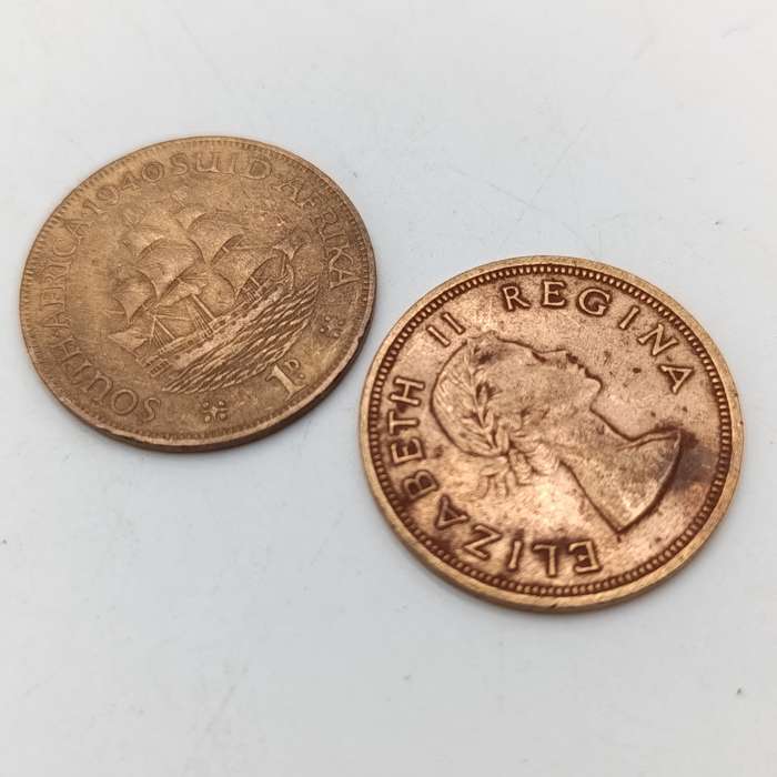 More than 6kg of old South African pennies - about 650 coins