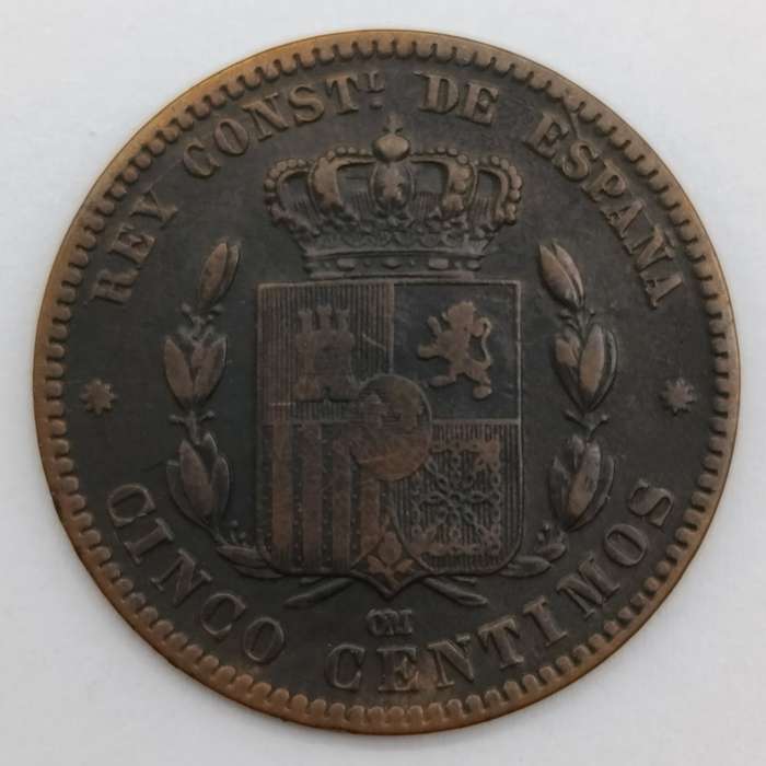 Spain 1879 Copper 5 Centimos