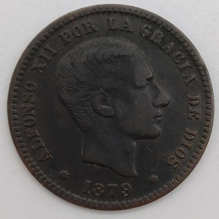 Spain 1879 Copper 5 Centimos