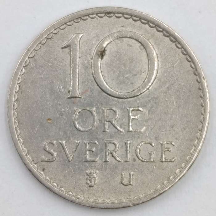 1968 Sweden 10 öre with double struck "8" in date